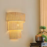 Coastal Cylinder Rattan Living Room Yellow Wall Sconce Image - 3