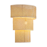 Coastal Cylinder Rattan Living Room Yellow Wall Sconce Image - 6