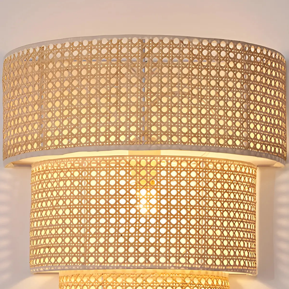 Coastal Cylinder Rattan Living Room Yellow Wall Sconce Image - 7