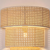 Coastal Cylinder Rattan Living Room Yellow Wall Sconce Image - 7