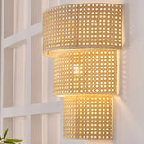 Coastal Cylinder Rattan Living Room Yellow Wall Sconce Image - 8