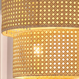 Coastal Cylinder Rattan Living Room Yellow Wall Sconce Image - 9