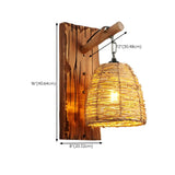 Coastal Cylinder Wood Rattan Dining Room Yellow Wall Sconce #size