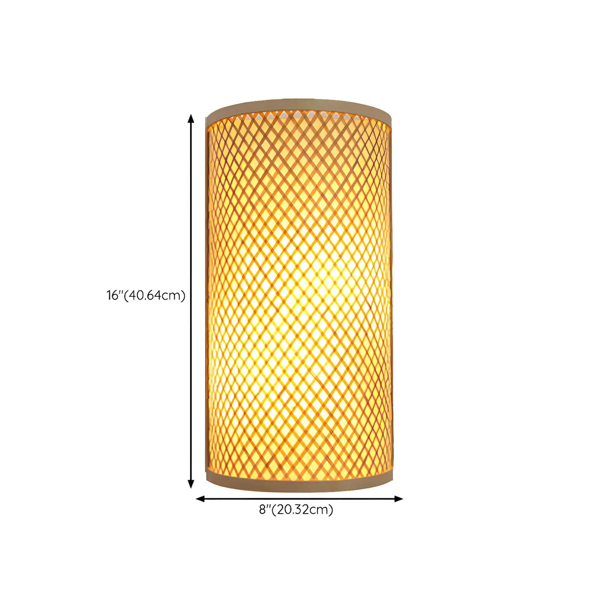 Coastal Cylinder Wood Rattan Entryway Beige Wall Sconce 