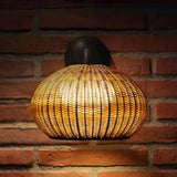 Coastal Dome Rattan Outdoor Down Coffee Wall Sconce Image - 7