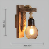 Coastal Globe Rope Mesh Wood Bedroom Black Wall Sconce #size