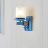 Coastal Kids Cylinder Resin Living Room Blue Wall Sconce Image - 1