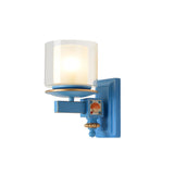 Coastal Kids Cylinder Resin Living Room Blue Wall Sconce Image - 3