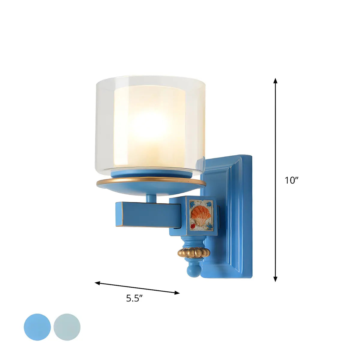 Coastal Kids Cylinder Resin Living Room Blue Wall Sconce 