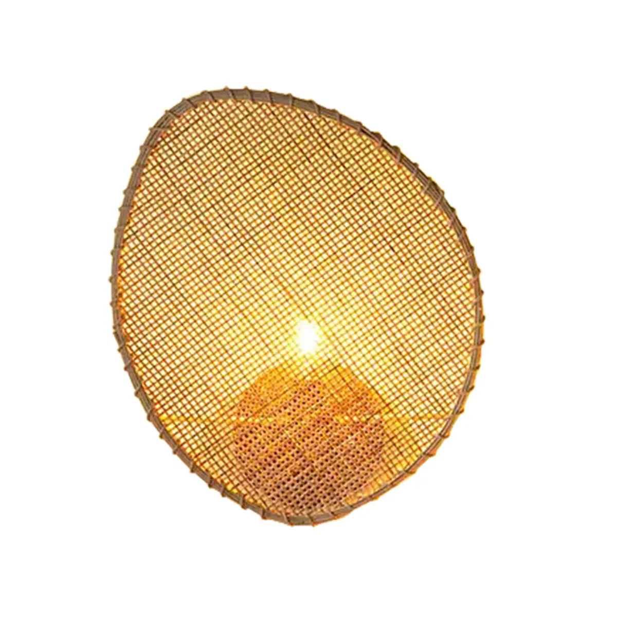 Coastal Natural Oval Rattan Bedroom Beige Wall Sconce Image - 3