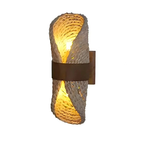 Coastal Roll Wood Rattan Porch Hallway Wall Sconce Image - 2