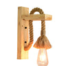 Coastal Rope Exposed Bulb Living Room Wood Wall Sconce Image - 3