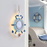 Coastal Rudder Clock Metal Kids Room Blue Wall Sconce Image - 1