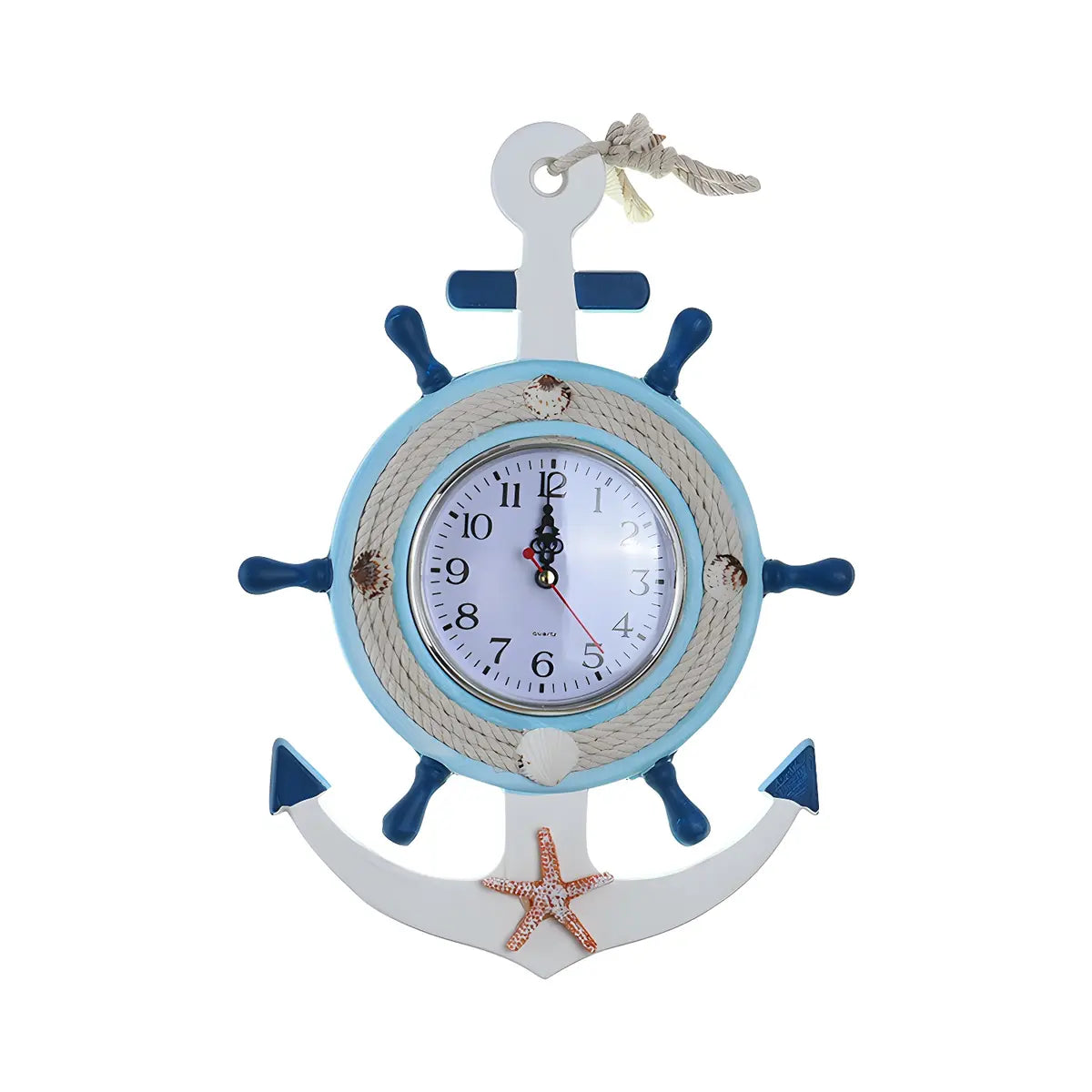 Coastal Rudder Clock Metal Kids Room Blue Wall Sconce Image - 3