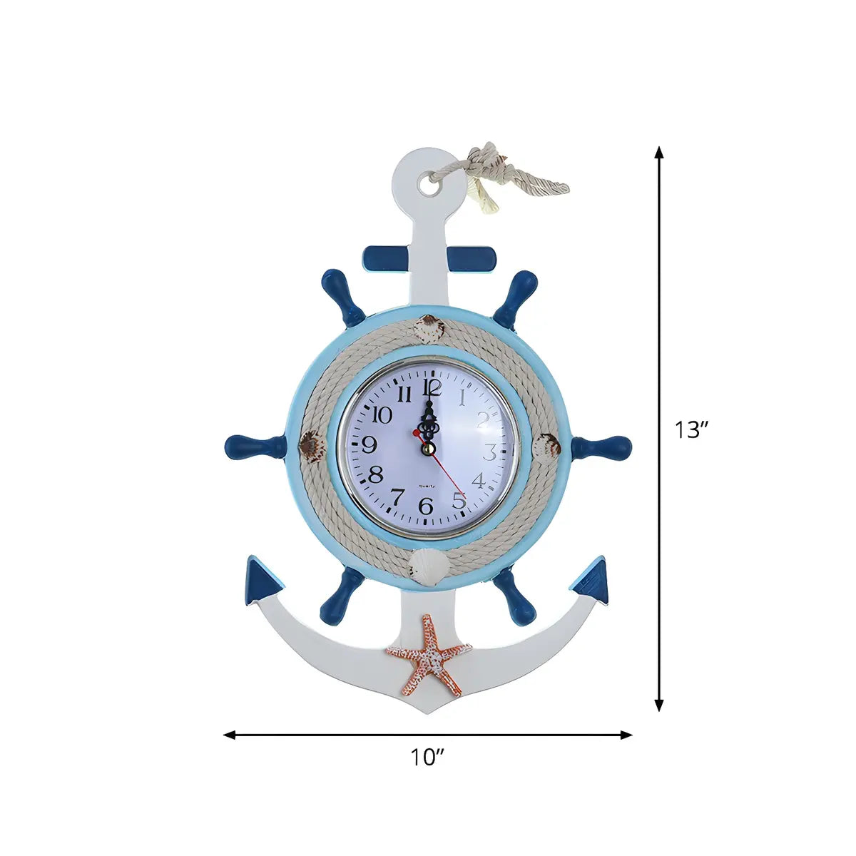 Coastal Rudder Clock Metal Kids Room Blue Wall Sconce 