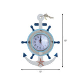 Coastal Rudder Clock Metal Kids Room Blue Wall Sconce #size