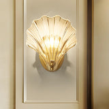 Coastal Shell Glass Gold Entryway Gold Wall Sconce Image - 1