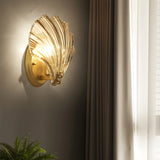 Coastal Shell Glass Gold Entryway Gold Wall Sconce Image - 4