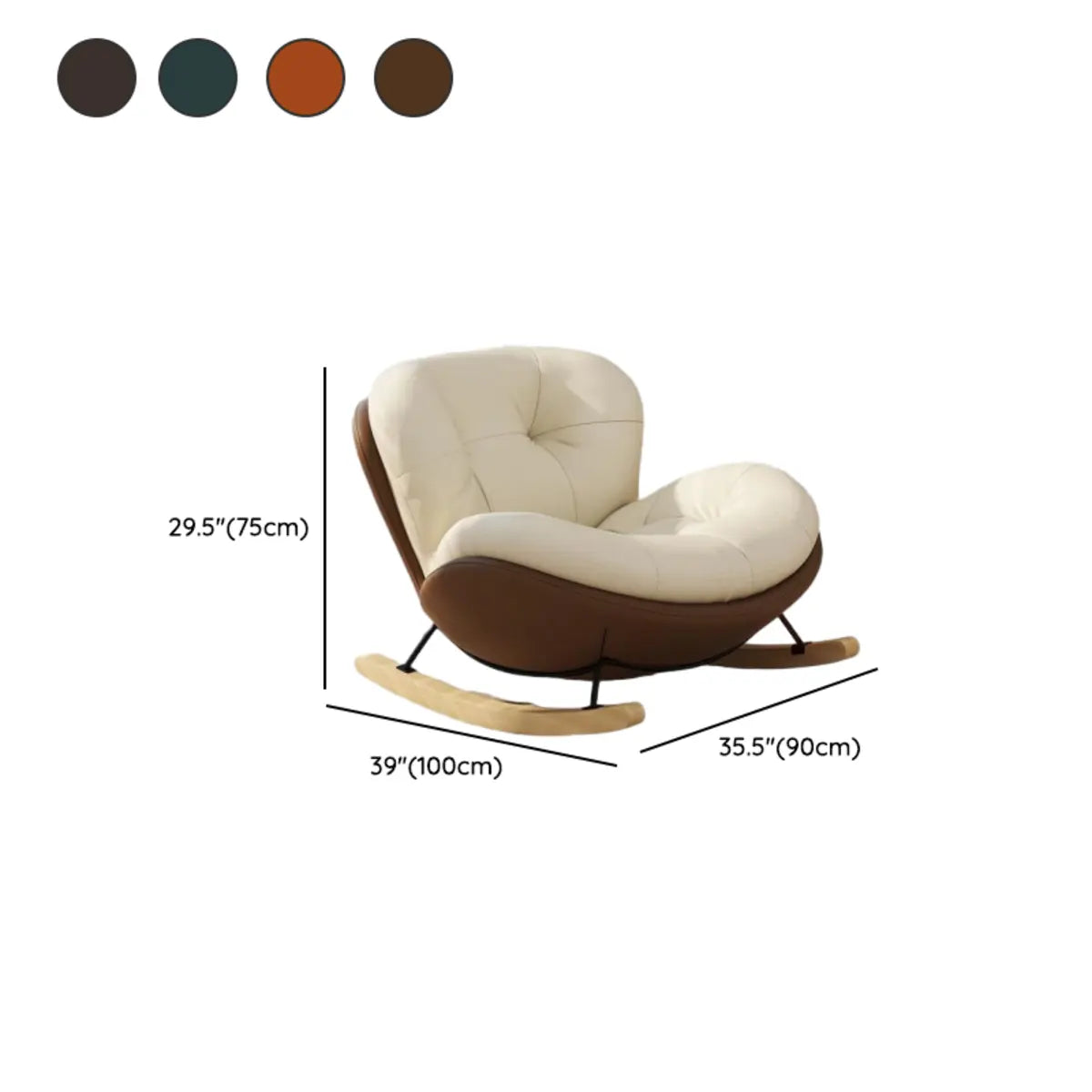 Coffee Stain Resistant Tufted Natural Leg Rocking Chair 