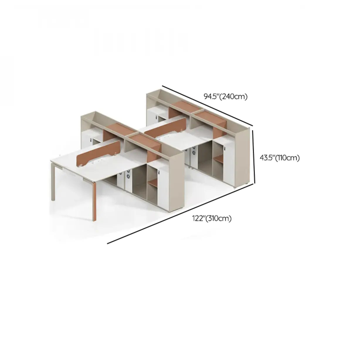 Collaborative Cabinet Drawers L-Shape Computer Desk 