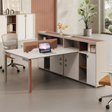 Collaborative Cabinet Drawers L-Shape Computer Desk Image - 5