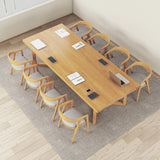 Collaborative Rectangular Natural Wood Conference Table Image - 2