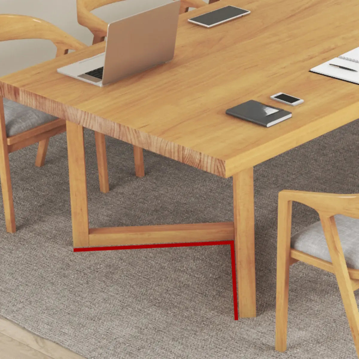 Collaborative Rectangular Natural Wood Conference Table Image - 7