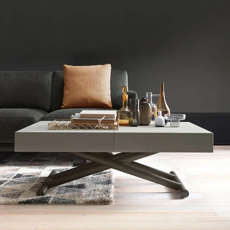 Collapsible Gray Wooden Coffee Table with Lift Top Image - 1