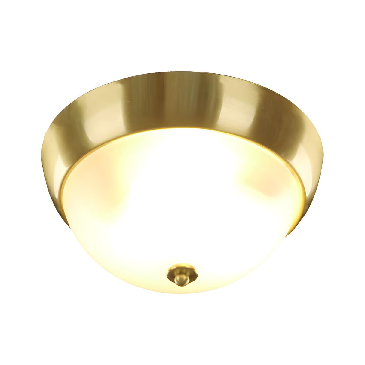 Colonial Brass Bowl-Shaped Glass Flush Mount Light Image - 3