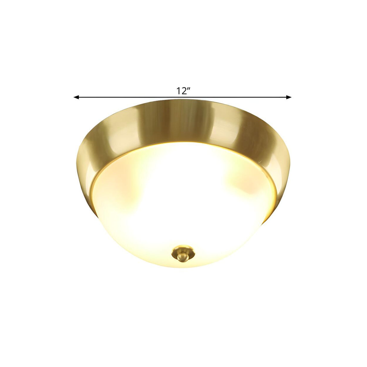 Colonial Brass Bowl-Shaped Glass Flush Mount Light 