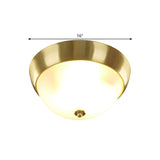 Colonial Brass Bowl-Shaped Glass Flush Mount Light Image - 5