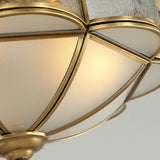 Colonial Flower Frosted Glass Gold Flush Mount Light Image - 11