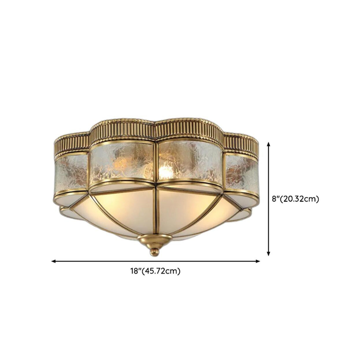 Colonial Flower Frosted Glass Gold Flush Mount Light 