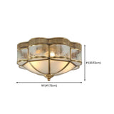 Colonial Flower Frosted Glass Gold Flush Mount Light #size