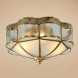 Colonial Flower Frosted Glass Gold Flush Mount Light Image - 3