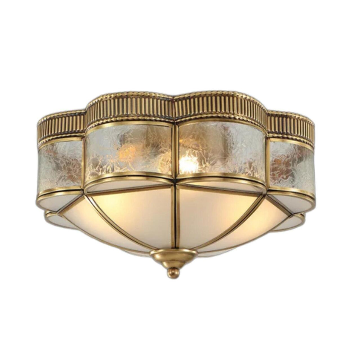 Colonial Flower Frosted Glass Gold Flush Mount Light Image - 7