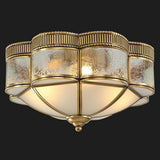 Colonial Flower Frosted Glass Gold Flush Mount Light Image - 8