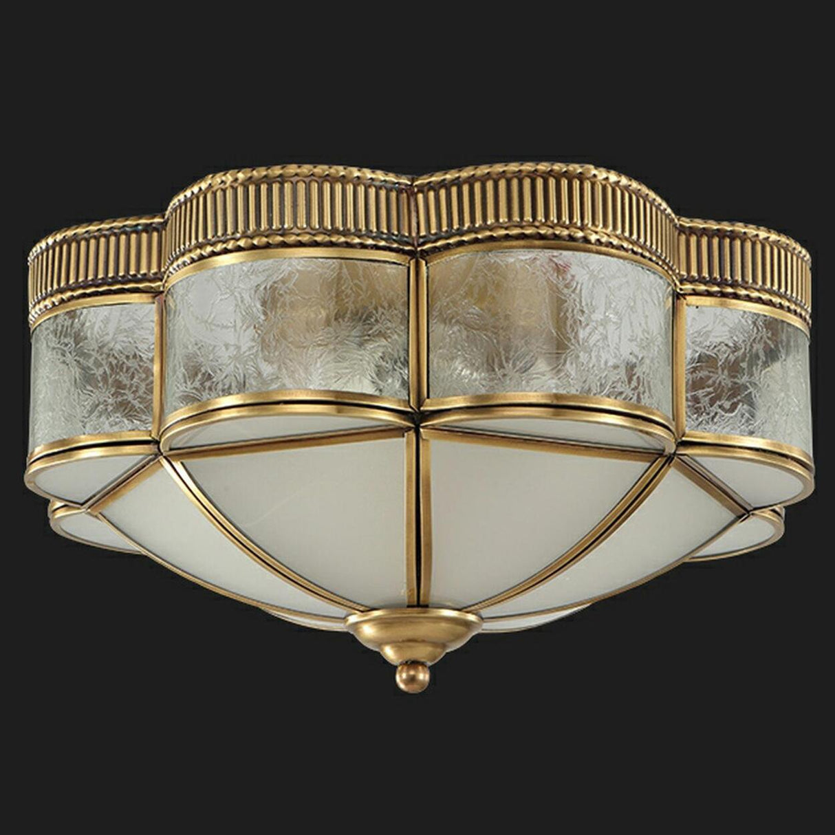 Colonial Flower Frosted Glass Gold Flush Mount Light Image - 9