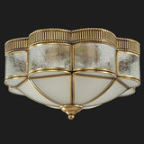 Colonial Flower Frosted Glass Gold Flush Mount Light Image - 9