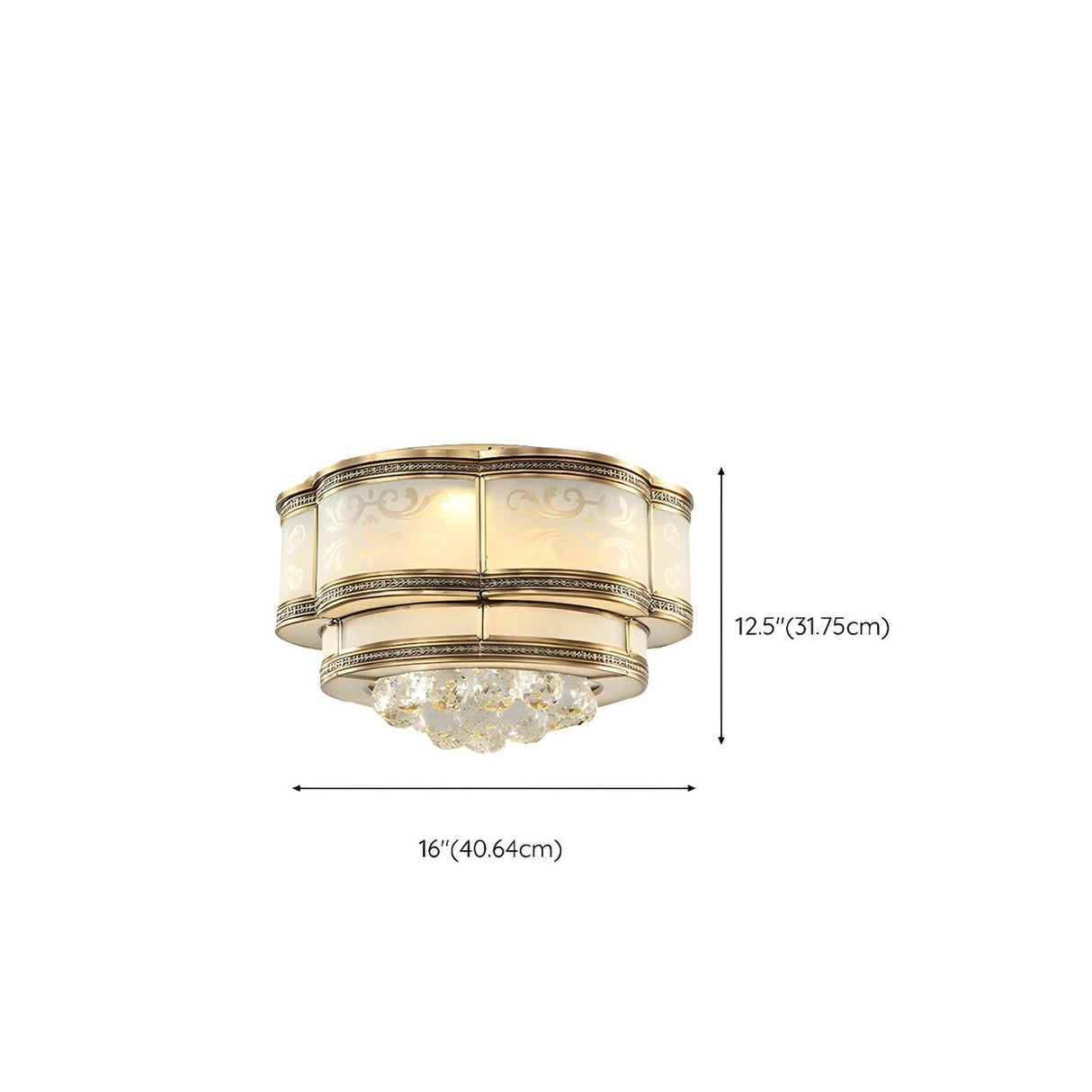 Colonial Gold Flower Crystal Flush Mount Ceiling Light 