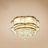 Colonial Gold Flower Crystal Flush Mount Ceiling Light Image - 3