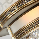 Colonial Gold Flower Crystal Flush Mount Ceiling Light Image - 9