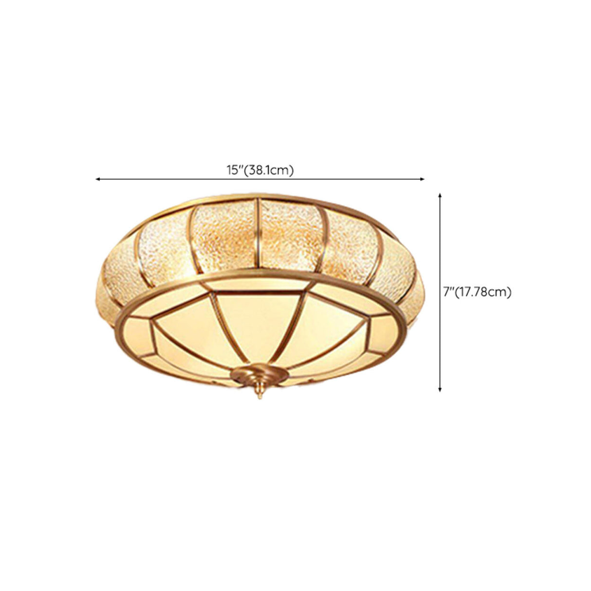 Colonial Gold Glass Drum Flush Mount Ceiling Light 