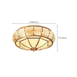 Colonial Gold Glass Drum Flush Mount Ceiling Light #size