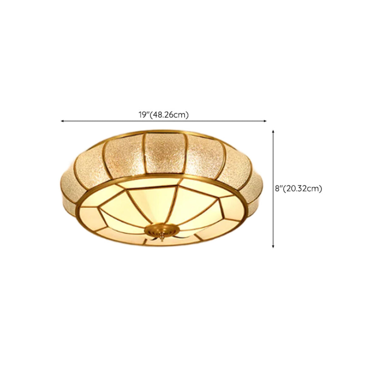 Colonial Gold Glass Drum Flush Mount Ceiling Light Image - 16