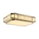 Colonial Gold Square Glass Flush Mount Ceiling Light Image - 10