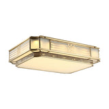 Colonial Gold Square Glass Flush Mount Ceiling Light Image - 11