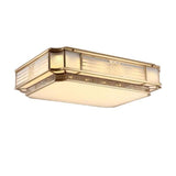 Colonial Gold Square Glass Flush Mount Ceiling Light Image - 5