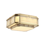 Colonial Gold Square Glass Flush Mount Ceiling Light Image - 9