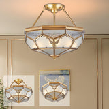 Colonial Golden Bowl-Shaped Semi-Flush Mount Light Image - 1